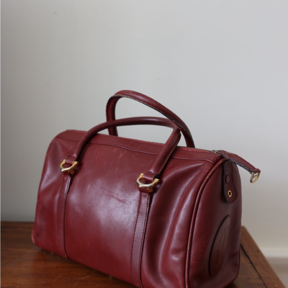Cartier Burgundy Leather Satchel with Gold Hardware - Picture 9 of 10
